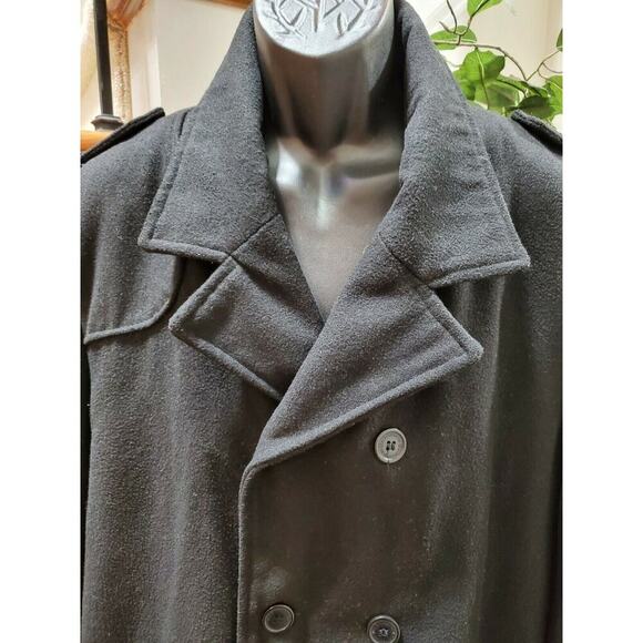Alpine Swiss Men's Trench Black Wool Double Breasted Long Sleeve Pea Coat 2XL - Picture 3 of 11